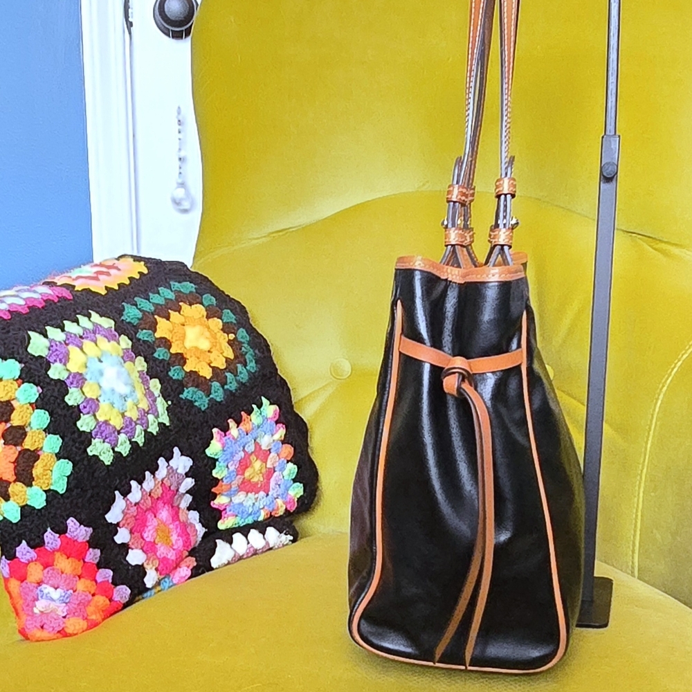 Dooney & Bourke Black and Brown Leather Collette Tote - Picture 3 of 5